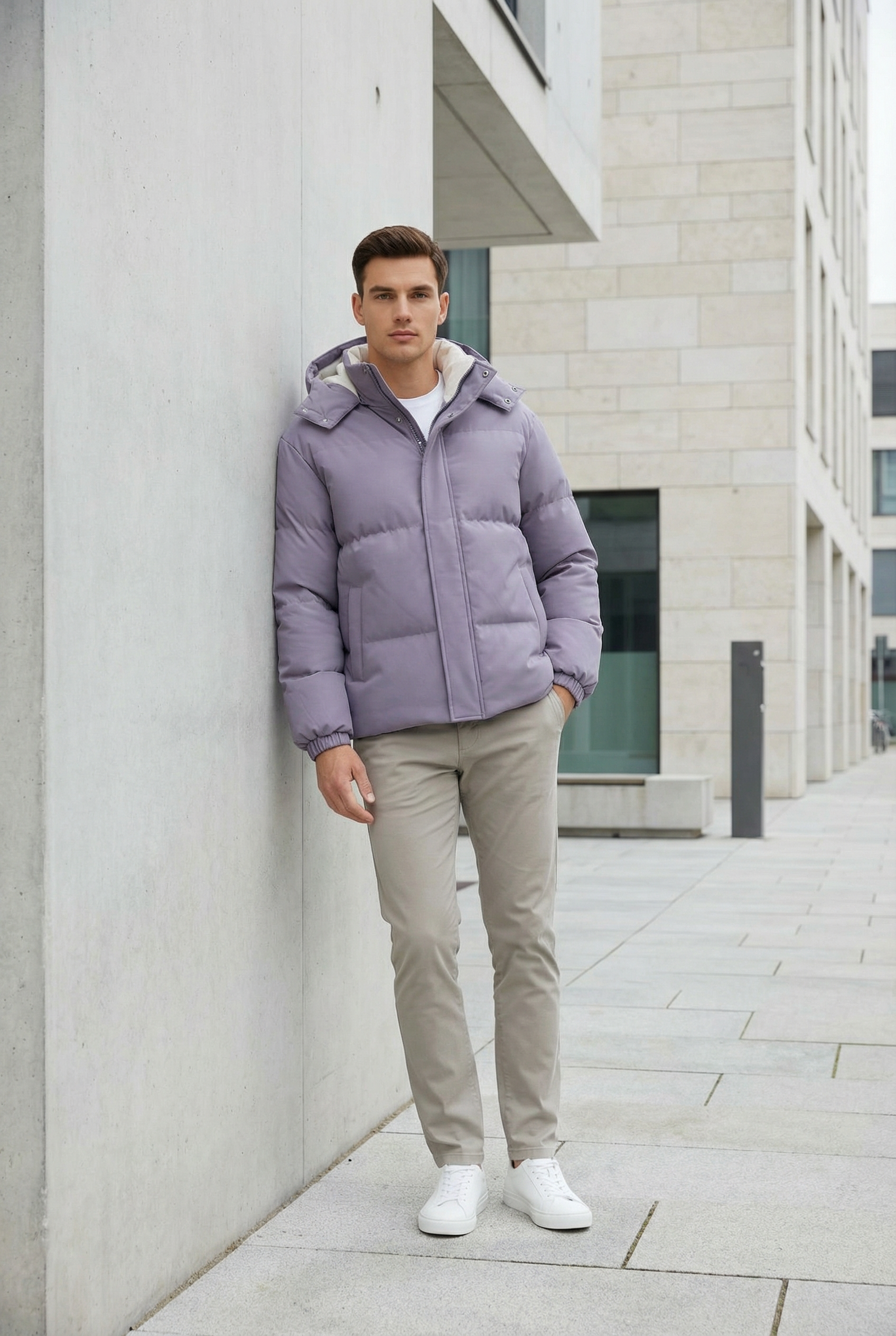 Mænds Parkajakke Vindtæt Løs Pasform