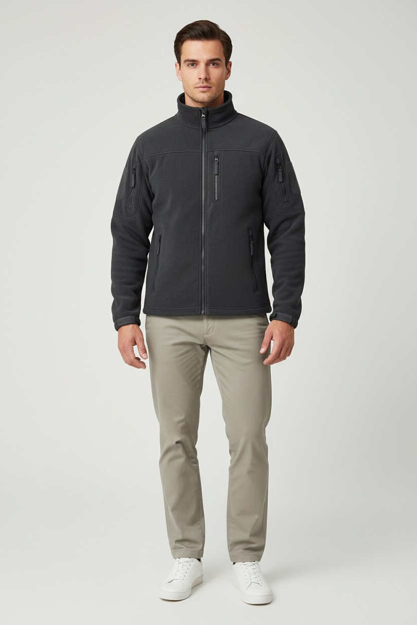 Mænds Windbreaker Jakke Polyester Fleece Fuldlængde Lynlås 4