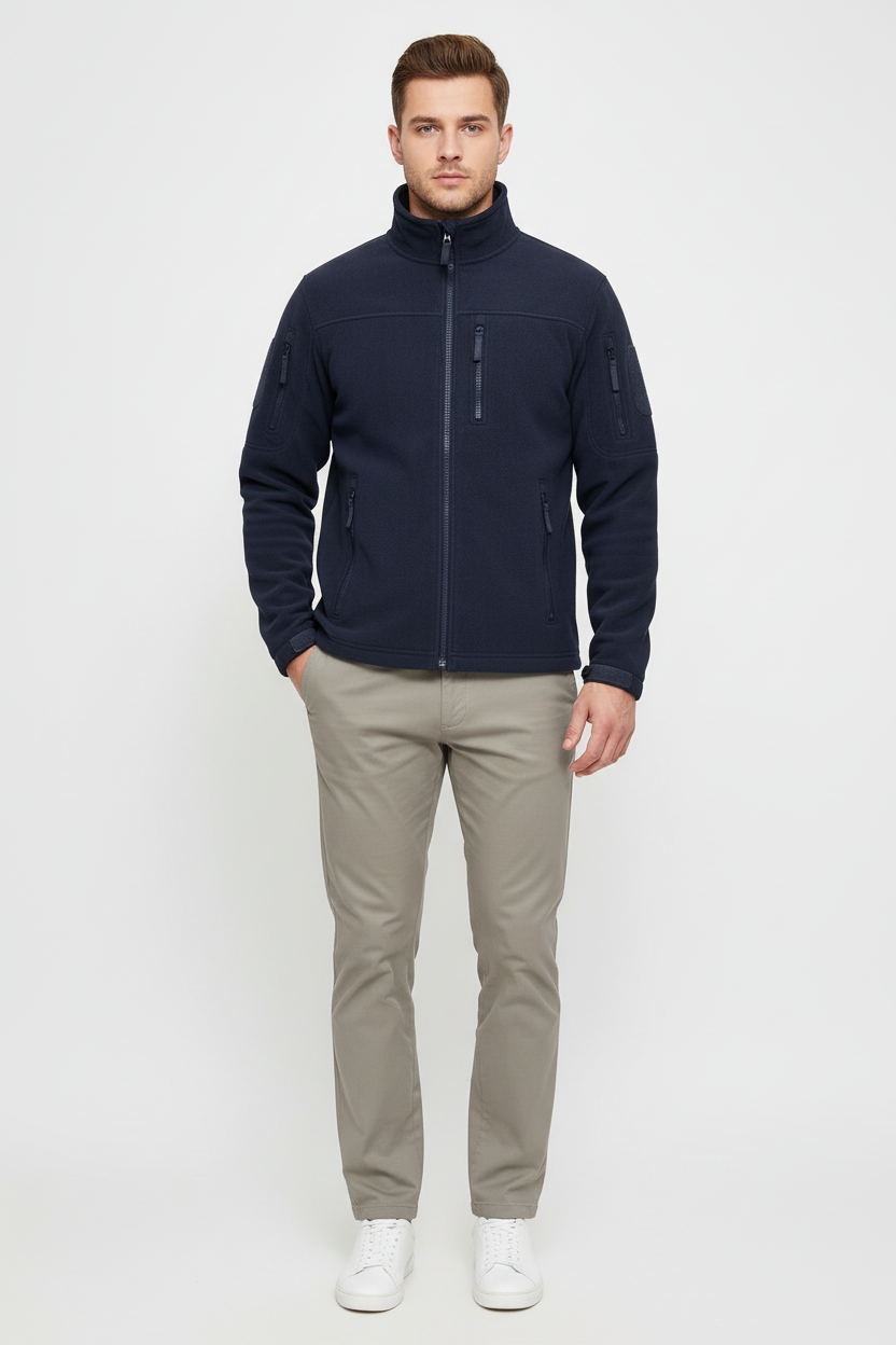 Mænds Windbreaker Jakke Polyester Fleece Fuldlængde Lynlås 5