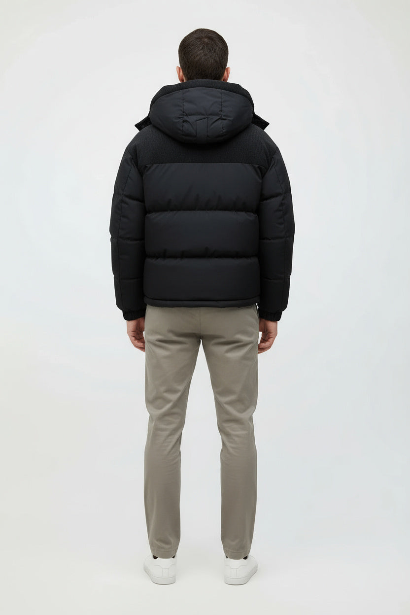 Mænds Vinterjakke Polyester Polstret Hætte Med Lynlås 3