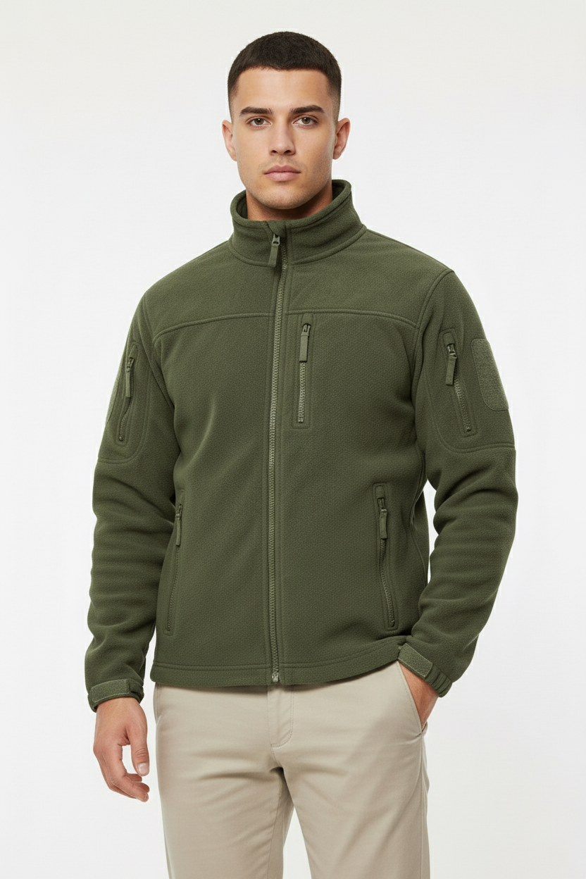 Mænds Windbreaker Jakke Polyester Fleece Fuldlængde Lynlås 0