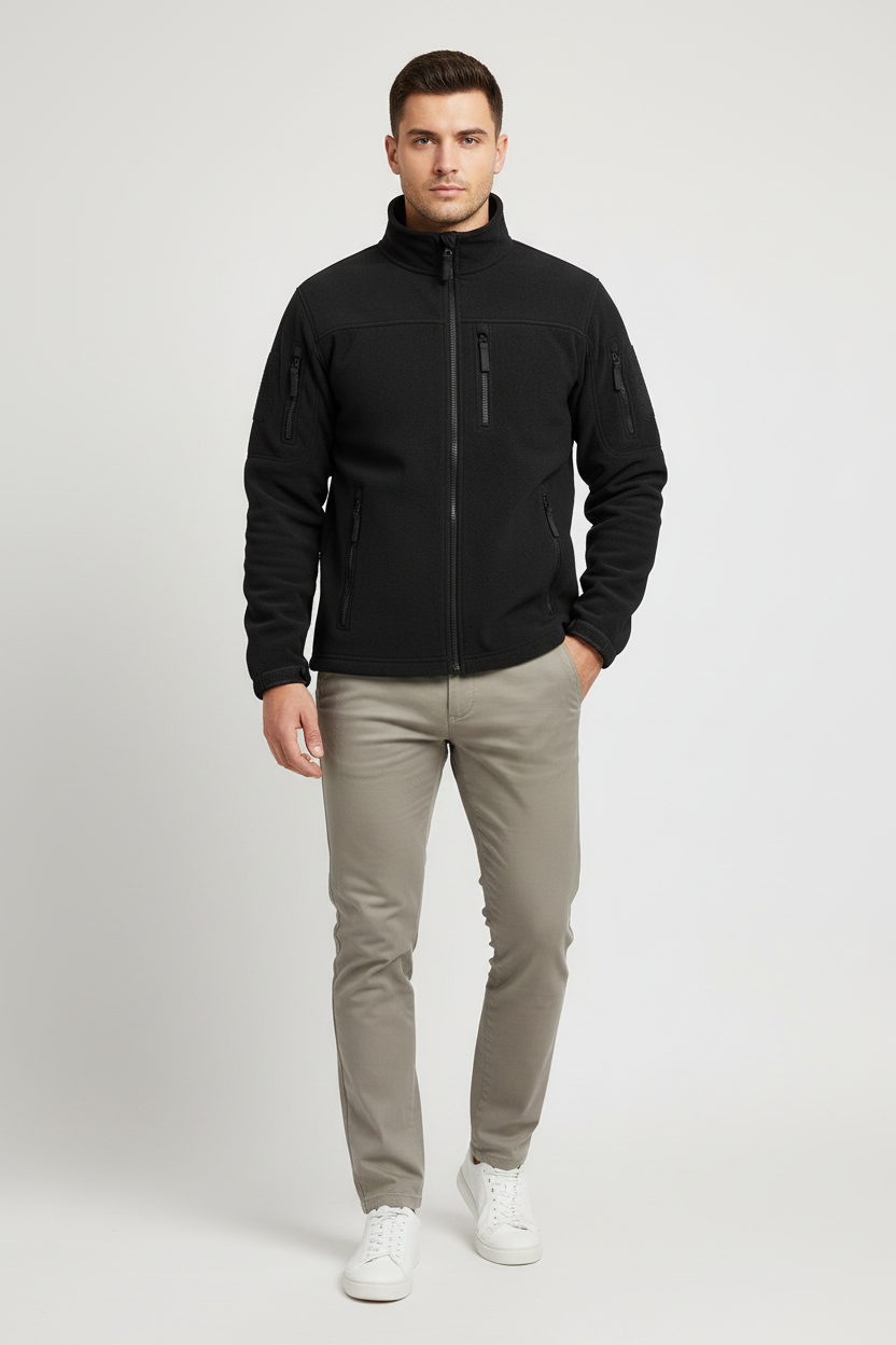 Mænds Windbreaker Jakke Polyester Fleece Fuldlængde Lynlås 6