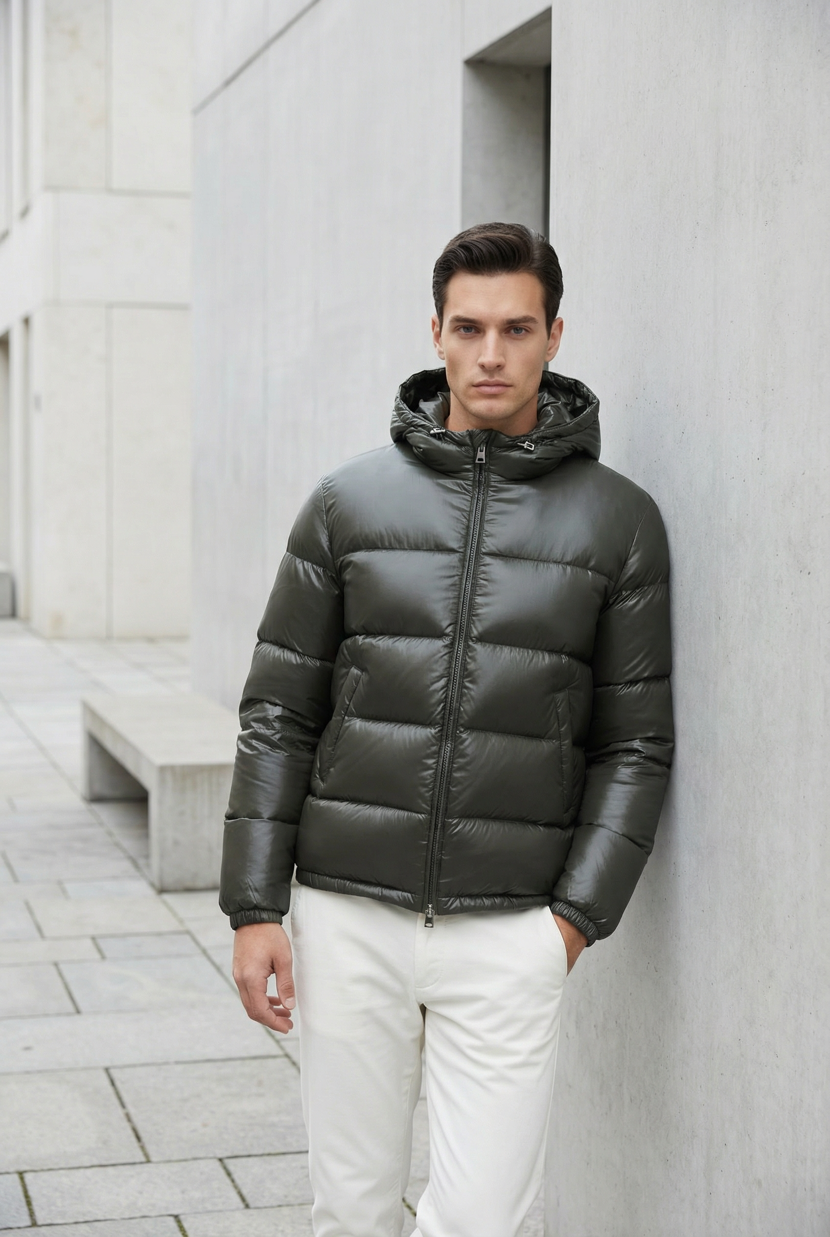 Herre Vinterjakke Syntetisk Letvægts Quiltet Vindtæt Vandafvisende